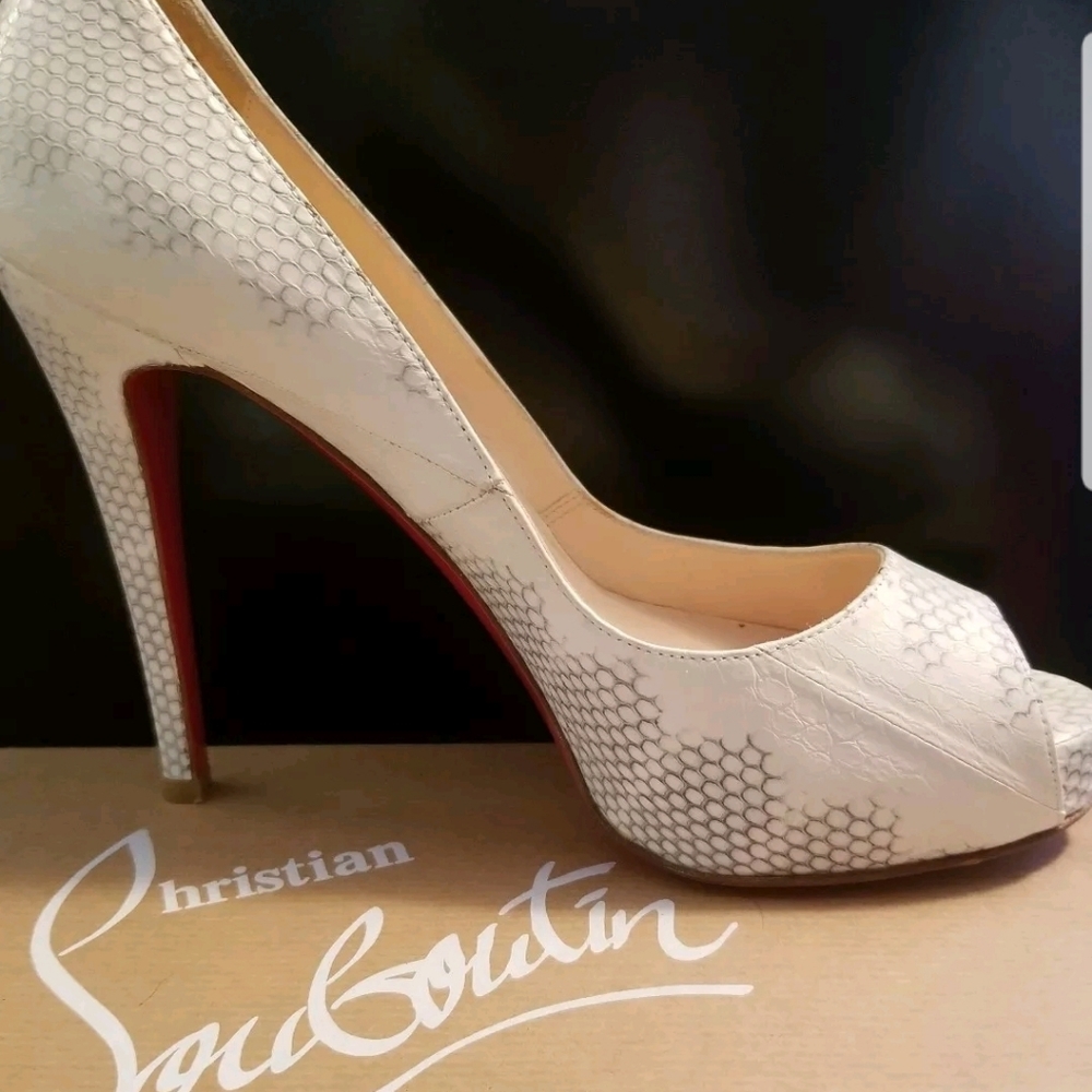 Authentic Christian Louboutin Python Peeptoe Heels - image 6
